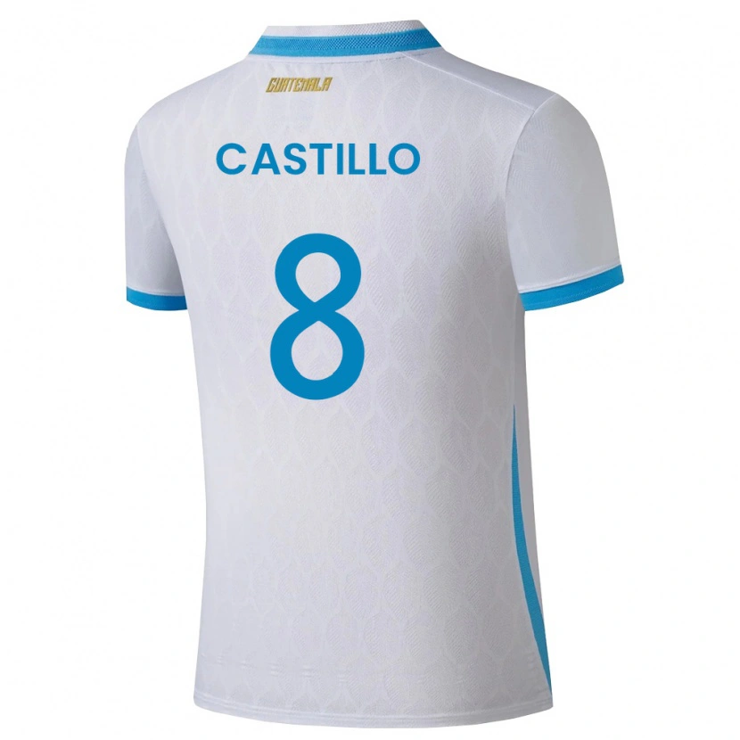 Danxen Pánské Guatemala Adrián Castillo #8 Bílá Nebeská Modrá Zlatá Domů Hráčské Dresy 26-28 Dres