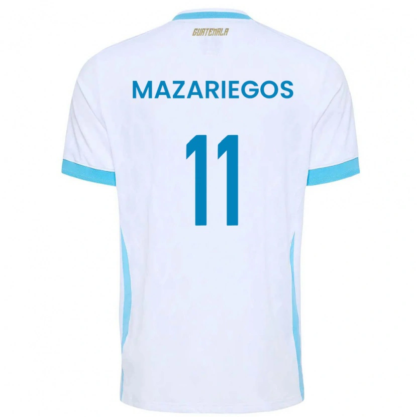 Danxen Pánské Guatemala Jacob Mazariegos #11 Bílá Nebeská Modrá Zlatá Domů Hráčské Dresy 26-28 Dres