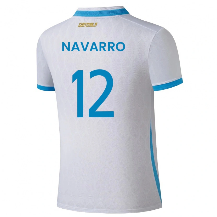 Danxen Pánské Guatemala Kenderson Navarro #12 Bílá Nebeská Modrá Zlatá Domů Hráčské Dresy 26-28 Dres