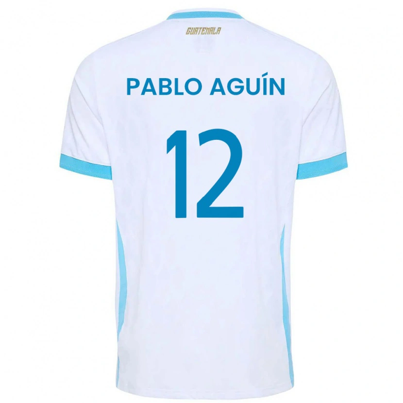 Danxen Pánské Guatemala Luis Pablo Aguín #12 Bílá Nebeská Modrá Zlatá Domů Hráčské Dresy 26-28 Dres