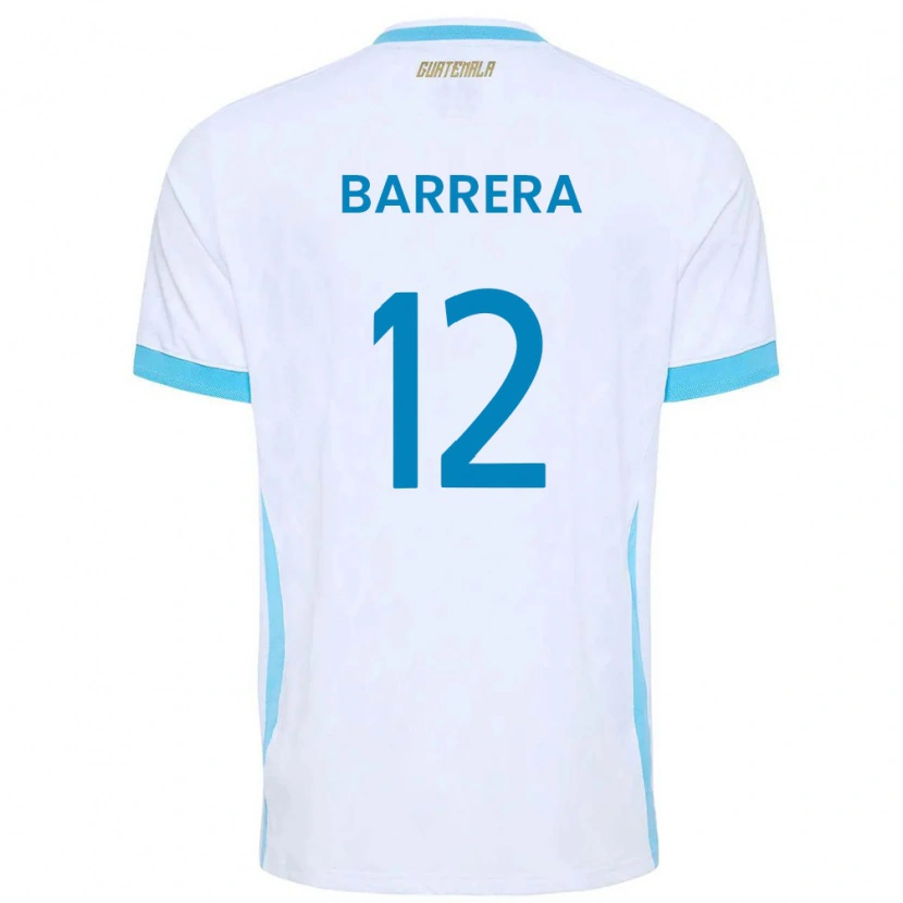 Danxen Pánské Guatemala Rogelio Barrera #12 Bílá Nebeská Modrá Zlatá Domů Hráčské Dresy 26-28 Dres