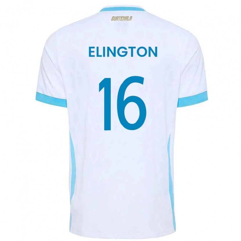 Danxen Pánské Guatemala Elvi Elington #16 Bílá Nebeská Modrá Zlatá Domů Hráčské Dresy 26-28 Dres