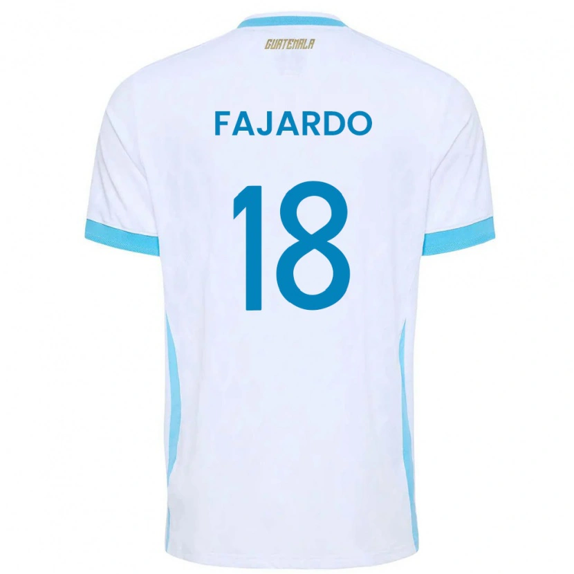 Danxen Pánské Guatemala William Fajardo #18 Bílá Nebeská Modrá Zlatá Domů Hráčské Dresy 26-28 Dres