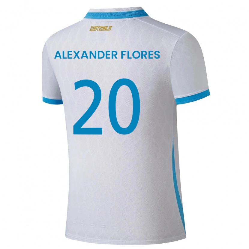 Danxen Pánské Guatemala Luis Alexander Flores #20 Bílá Nebeská Modrá Zlatá Domů Hráčské Dresy 26-28 Dres