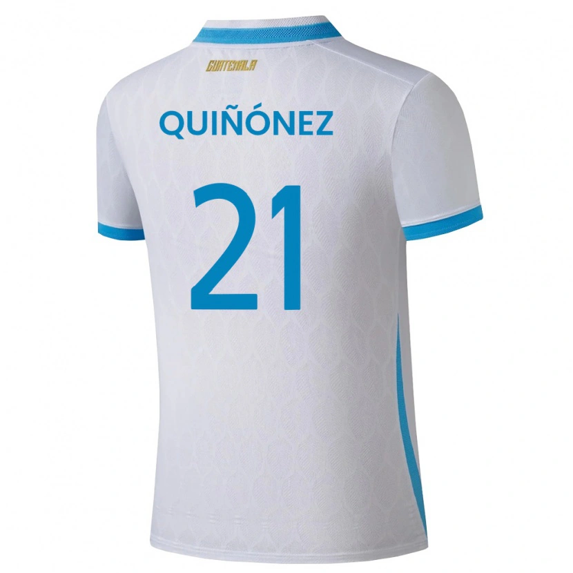 Danxen Pánské Guatemala Andrea Quiñónez #21 Bílá Nebeská Modrá Zlatá Domů Hráčské Dresy 26-28 Dres