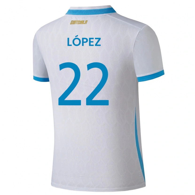 Danxen Pánské Guatemala Whitney López #22 Bílá Nebeská Modrá Zlatá Domů Hráčské Dresy 26-28 Dres