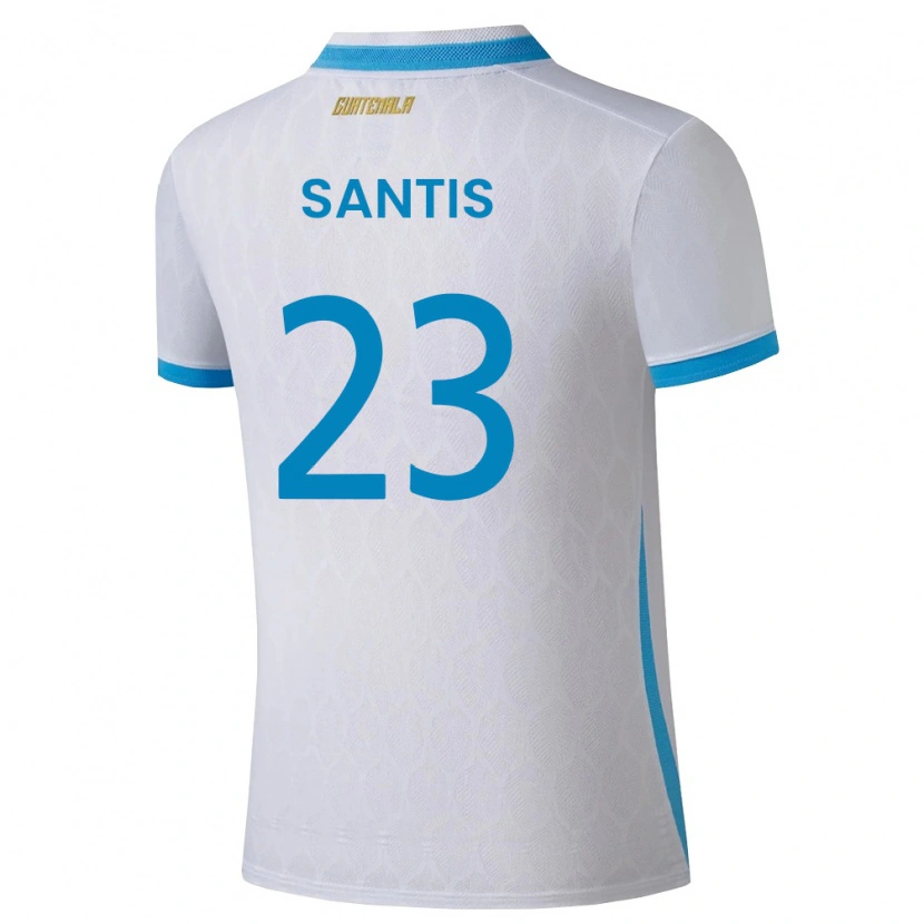 Danxen Pánské Guatemala Diego Santis #23 Bílá Nebeská Modrá Zlatá Domů Hráčské Dresy 26-28 Dres