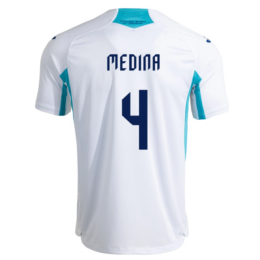 Danxen Pánské Honduras Osmel Medina #4 Bílá Modrá Nebeská Modrá Domů Hráčské Dresy 26-28 Dres