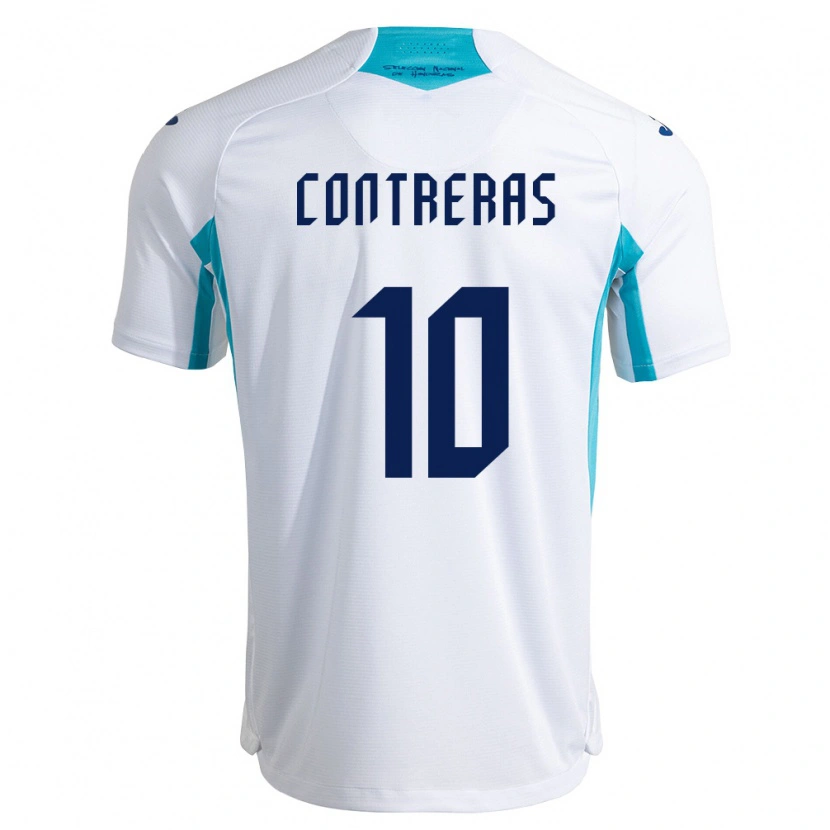 Danxen Pánské Honduras Jaidyn Contreras #10 Bílá Modrá Nebeská Modrá Domů Hráčské Dresy 26-28 Dres