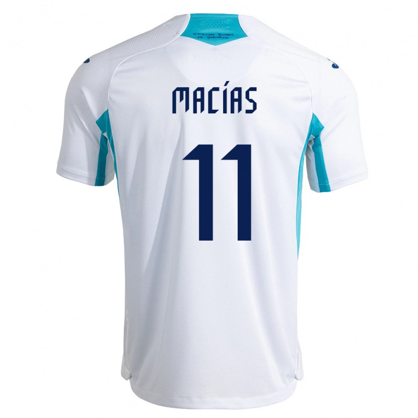 Danxen Pánské Honduras Jefryn Macías #11 Bílá Modrá Nebeská Modrá Domů Hráčské Dresy 26-28 Dres