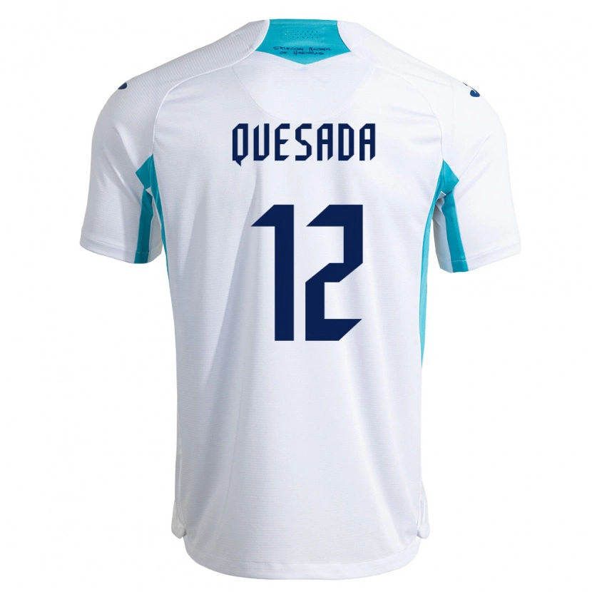 Danxen Pánské Honduras Juan Quesada #12 Bílá Modrá Nebeská Modrá Domů Hráčské Dresy 26-28 Dres