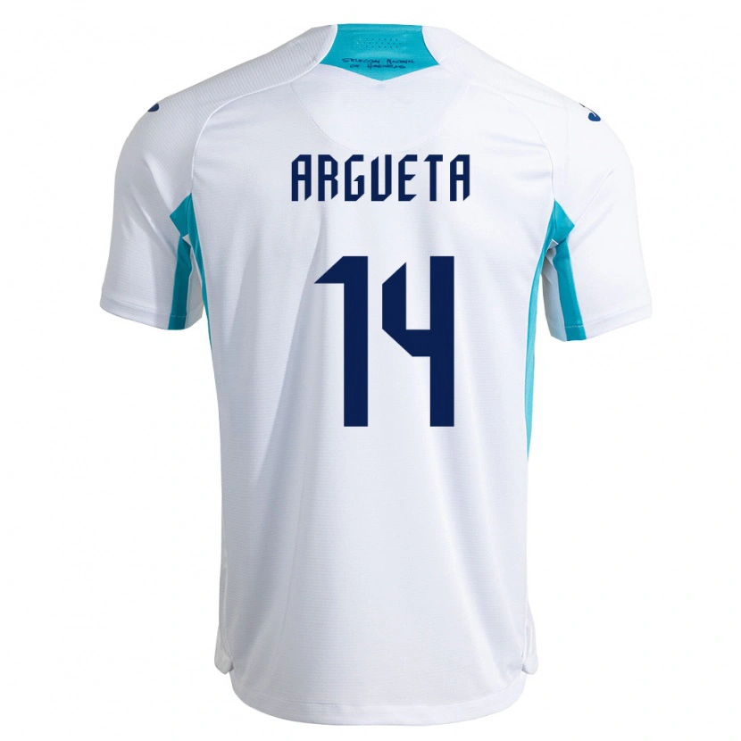 Danxen Pánské Honduras Carlos Argueta #14 Bílá Modrá Nebeská Modrá Domů Hráčské Dresy 26-28 Dres
