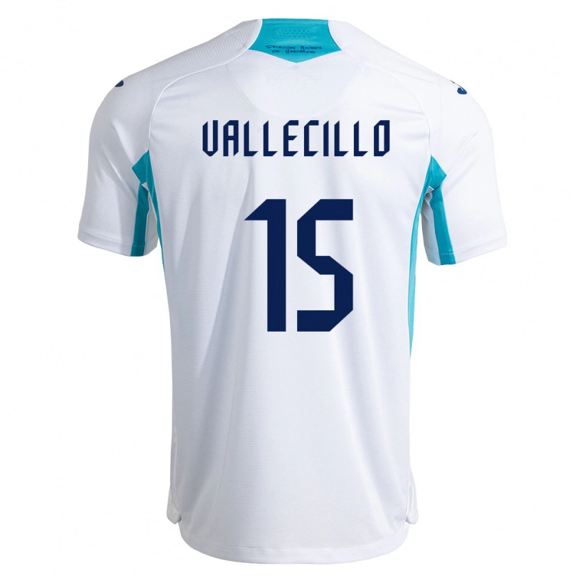 Danxen Pánské Honduras Eric Vallecillo #15 Bílá Modrá Nebeská Modrá Domů Hráčské Dresy 26-28 Dres