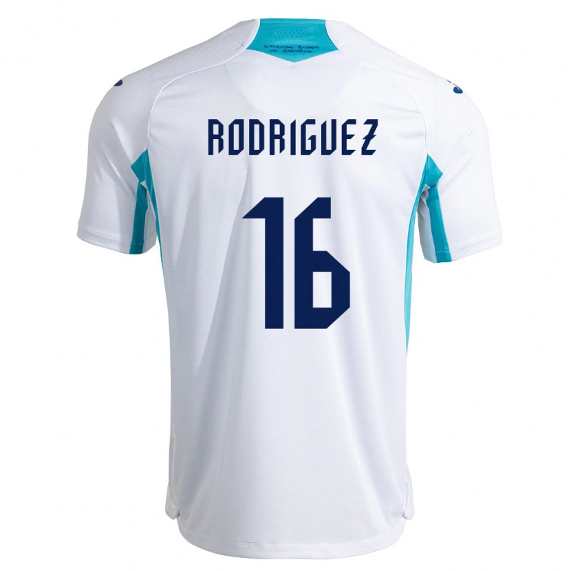 Danxen Pánské Honduras Edwin Rodríguez #16 Bílá Modrá Nebeská Modrá Domů Hráčské Dresy 26-28 Dres