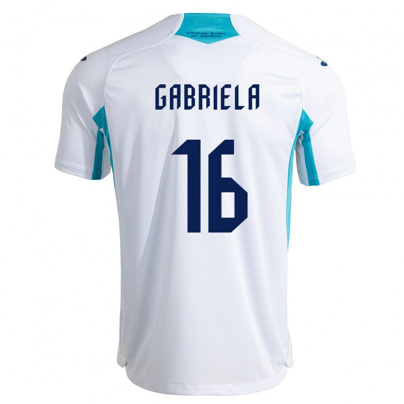 Danxen Pánské Honduras Gabriela García #16 Bílá Modrá Nebeská Modrá Domů Hráčské Dresy 26-28 Dres