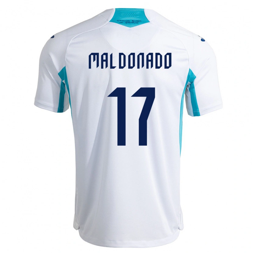 Danxen Pánské Honduras Axel Maldonado #17 Bílá Modrá Nebeská Modrá Domů Hráčské Dresy 26-28 Dres