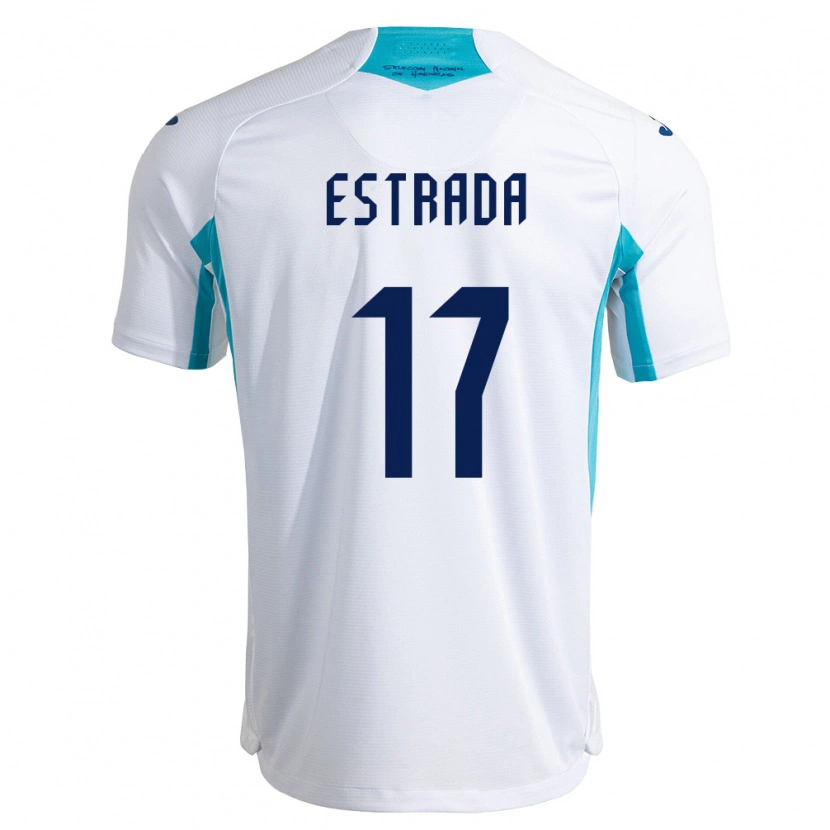 Danxen Pánské Honduras Saúl Estrada #17 Bílá Modrá Nebeská Modrá Domů Hráčské Dresy 26-28 Dres