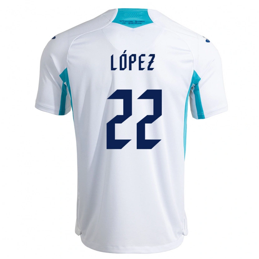 Danxen Pánské Honduras Luis López #22 Bílá Modrá Nebeská Modrá Domů Hráčské Dresy 26-28 Dres