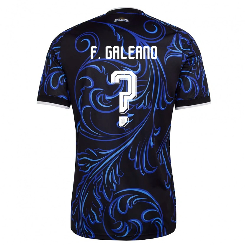 Danxen Pánské Argentina Facundo Galeano #0 Černá Bílá Nebeská Modrá Daleko Hráčské Dresy 26-28 Dres