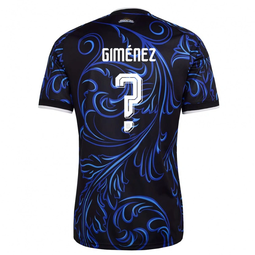 Danxen Pánské Argentina Juan Giménez #0 Černá Bílá Nebeská Modrá Daleko Hráčské Dresy 26-28 Dres