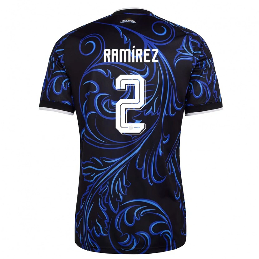 Danxen Pánské Argentina Tobías Ramírez #2 Černá Bílá Nebeská Modrá Daleko Hráčské Dresy 26-28 Dres