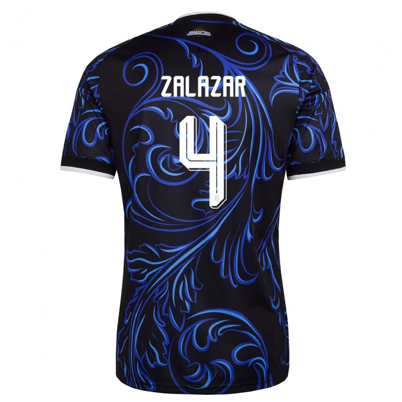 Danxen Pánské Argentina Misael Zalazar #4 Černá Bílá Nebeská Modrá Daleko Hráčské Dresy 26-28 Dres