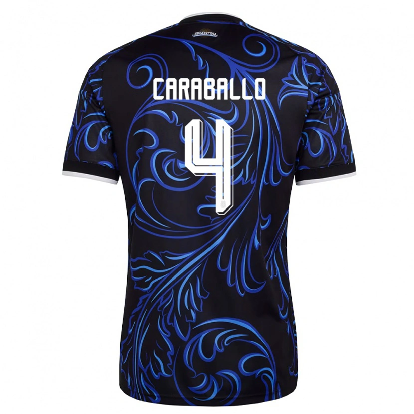 Danxen Pánské Argentina Brian Caraballo #4 Černá Bílá Nebeská Modrá Daleko Hráčské Dresy 26-28 Dres