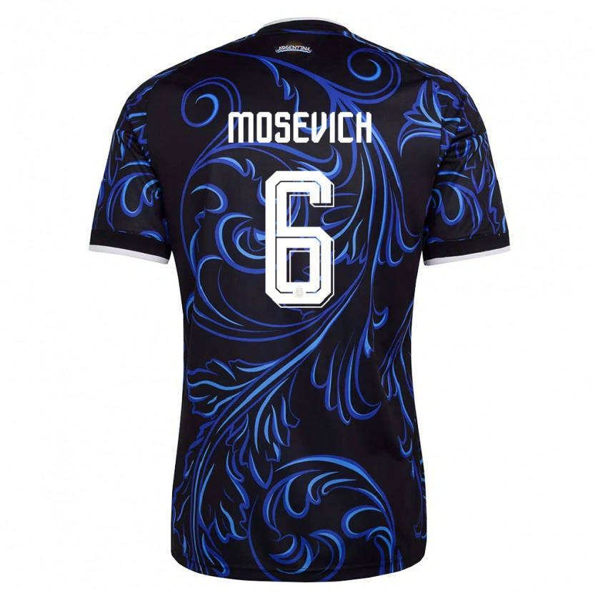 Danxen Pánské Argentina Leonel Mosevich #6 Černá Bílá Nebeská Modrá Daleko Hráčské Dresy 26-28 Dres