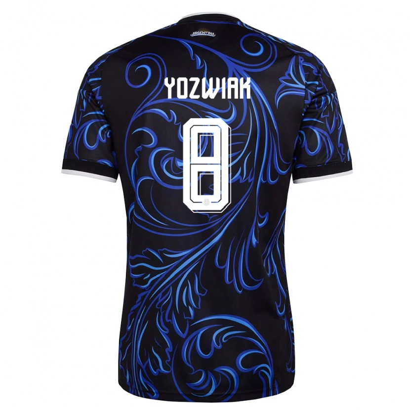Danxen Pánské Argentina Facundo Yozwiak #8 Černá Bílá Nebeská Modrá Daleko Hráčské Dresy 26-28 Dres