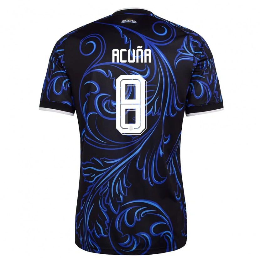 Danxen Pánské Argentina Marcos Acuña #8 Černá Bílá Nebeská Modrá Daleko Hráčské Dresy 26-28 Dres