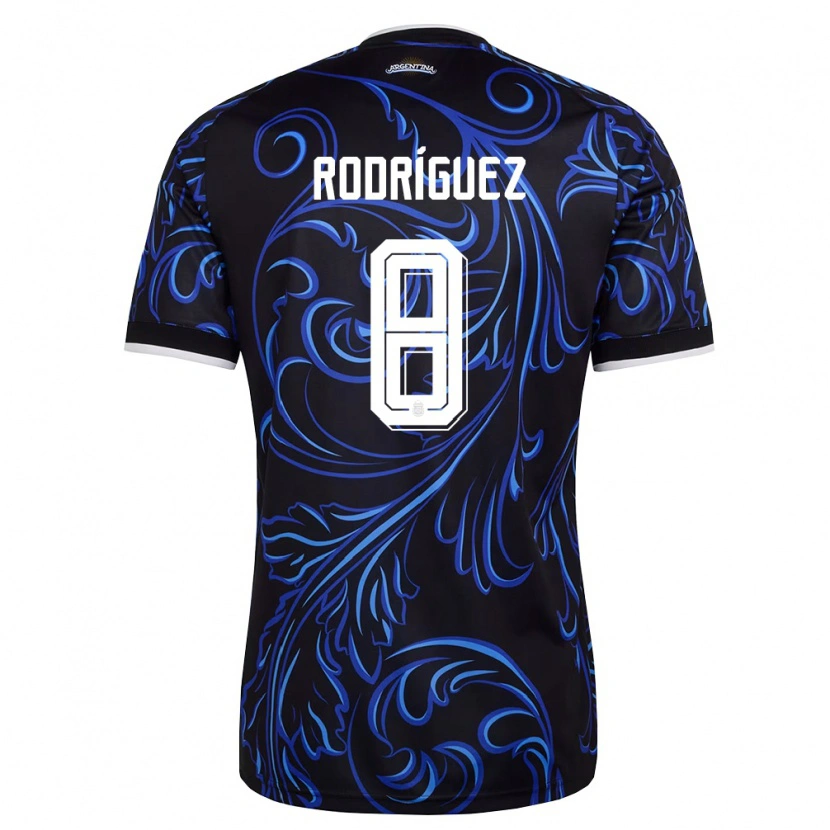 Danxen Pánské Argentina Agustin Rodriguez #8 Černá Bílá Nebeská Modrá Daleko Hráčské Dresy 26-28 Dres