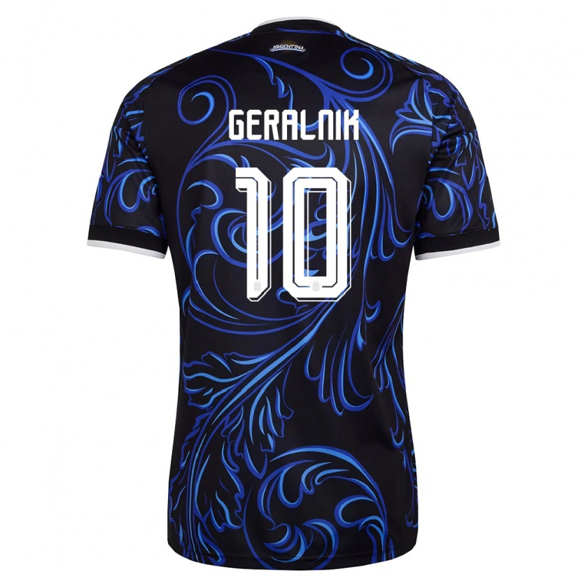 Danxen Pánské Argentina Tiago Geralnik #10 Černá Bílá Nebeská Modrá Daleko Hráčské Dresy 26-28 Dres