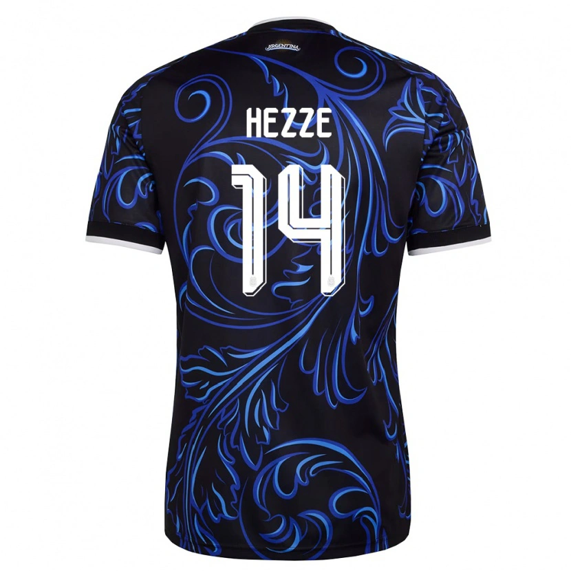 Danxen Pánské Argentina Santiago Hezze #14 Černá Bílá Nebeská Modrá Daleko Hráčské Dresy 26-28 Dres