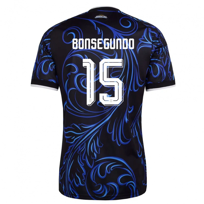 Danxen Pánské Argentina Florencia Bonsegundo #15 Černá Bílá Nebeská Modrá Daleko Hráčské Dresy 26-28 Dres