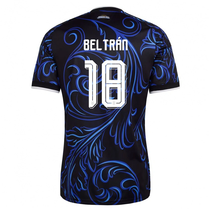 Danxen Pánské Argentina Lucas Beltrán #18 Černá Bílá Nebeská Modrá Daleko Hráčské Dresy 26-28 Dres