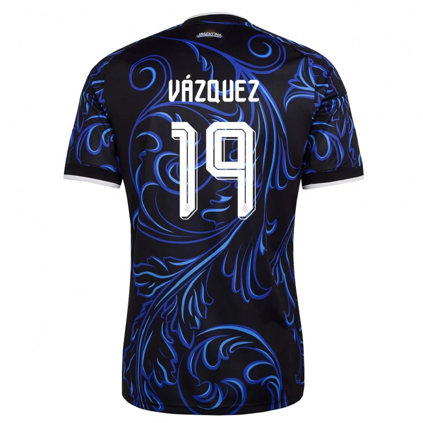 Danxen Pánské Argentina Gabriel Vázquez #19 Černá Bílá Nebeská Modrá Daleko Hráčské Dresy 26-28 Dres