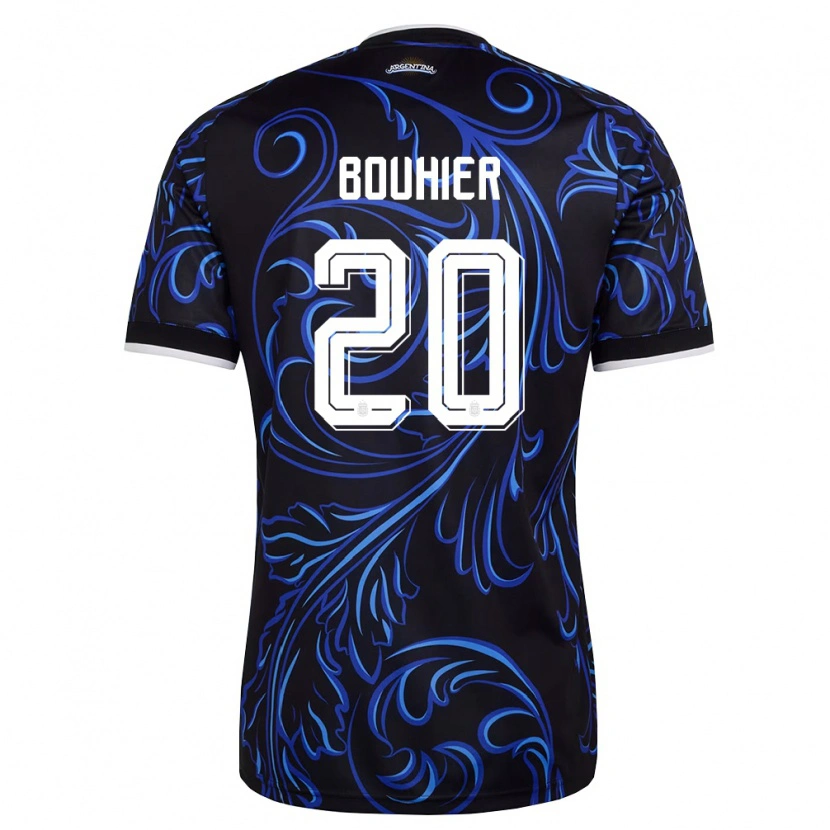 Danxen Pánské Argentina Gastón Bouhier #20 Černá Bílá Nebeská Modrá Daleko Hráčské Dresy 26-28 Dres
