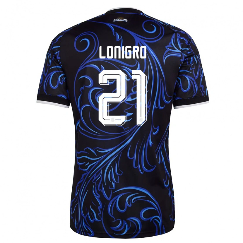 Danxen Pánské Argentina Erica Lonigro #21 Černá Bílá Nebeská Modrá Daleko Hráčské Dresy 26-28 Dres