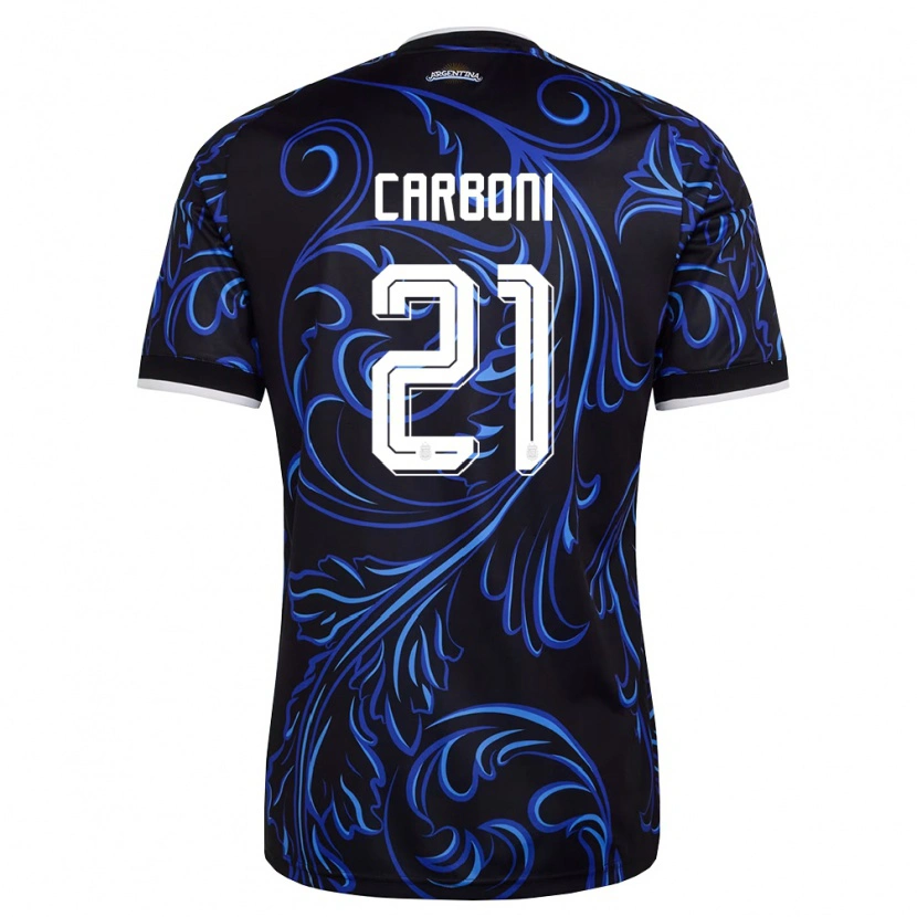 Danxen Pánské Argentina Valentin Carboni #21 Černá Bílá Nebeská Modrá Daleko Hráčské Dresy 26-28 Dres
