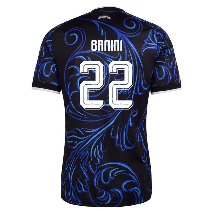 Danxen Pánské Argentina Estefania Banini #22 Černá Bílá Nebeská Modrá Daleko Hráčské Dresy 26-28 Dres