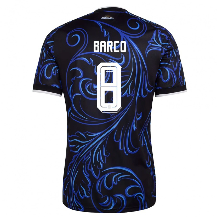 Danxen Pánské Argentina Valentín Barco #8 Černá Bílá Nebeská Modrá Daleko Hráčské Dresy 26-28 Dres