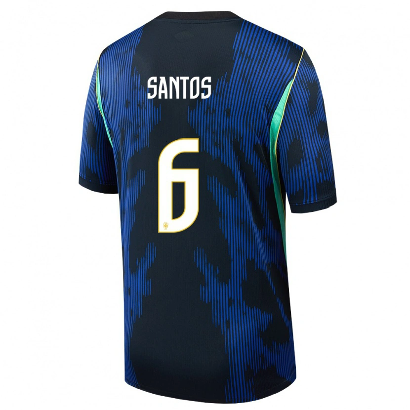 Danxen Pánské Brazílie Douglas Santos #6 Modrá Námořnická Žlutá Daleko Hráčské Dresy 26-28 Dres