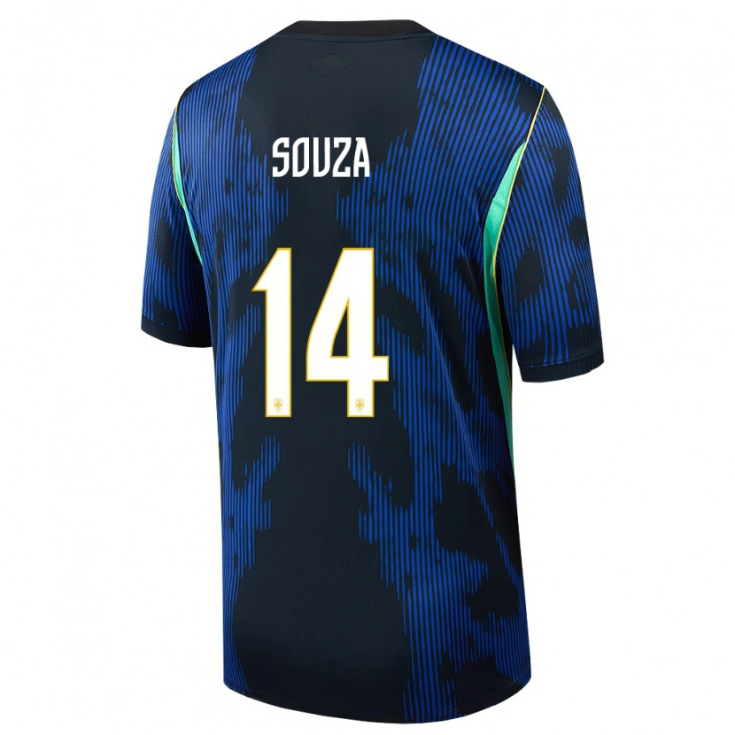 Danxen Pánské Brazílie João Souza #14 Modrá Námořnická Žlutá Daleko Hráčské Dresy 26-28 Dres