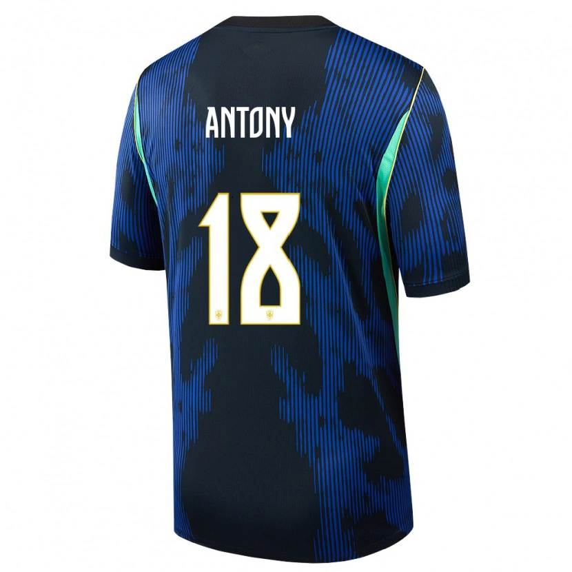 Danxen Pánské Brazílie Antony #18 Modrá Námořnická Žlutá Daleko Hráčské Dresy 26-28 Dres