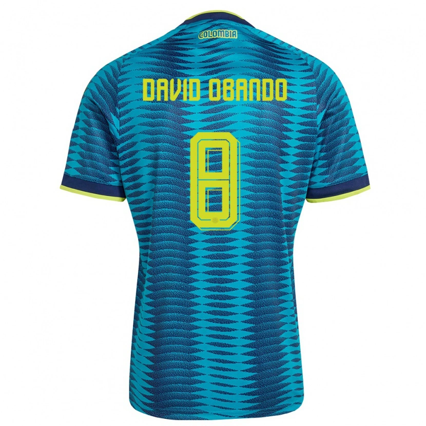 Danxen Pánské Kolumbie Juan David Obando #8 Modrá Námořnická Žlutá Daleko Hráčské Dresy 26-28 Dres