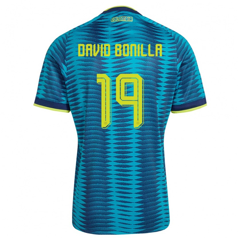 Danxen Pánské Kolumbie Juan David Bonilla #19 Modrá Námořnická Žlutá Daleko Hráčské Dresy 26-28 Dres
