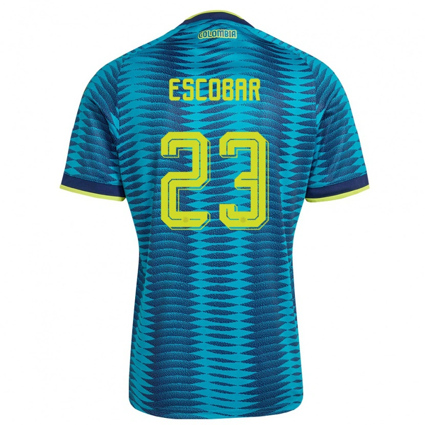 Danxen Pánské Kolumbie Josen Escobar #23 Modrá Námořnická Žlutá Daleko Hráčské Dresy 26-28 Dres