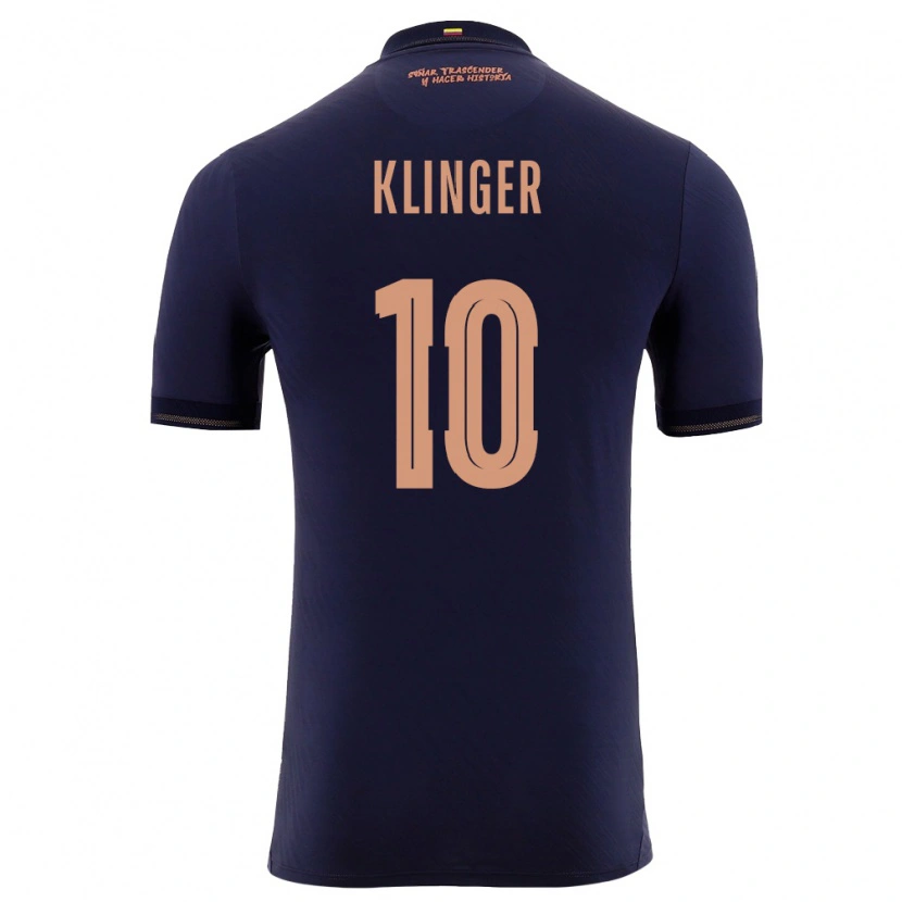 Danxen Pánské Ekvádor Jose Klinger #10 Námořnická Zlatá Daleko Hráčské Dresy 26-28 Dres