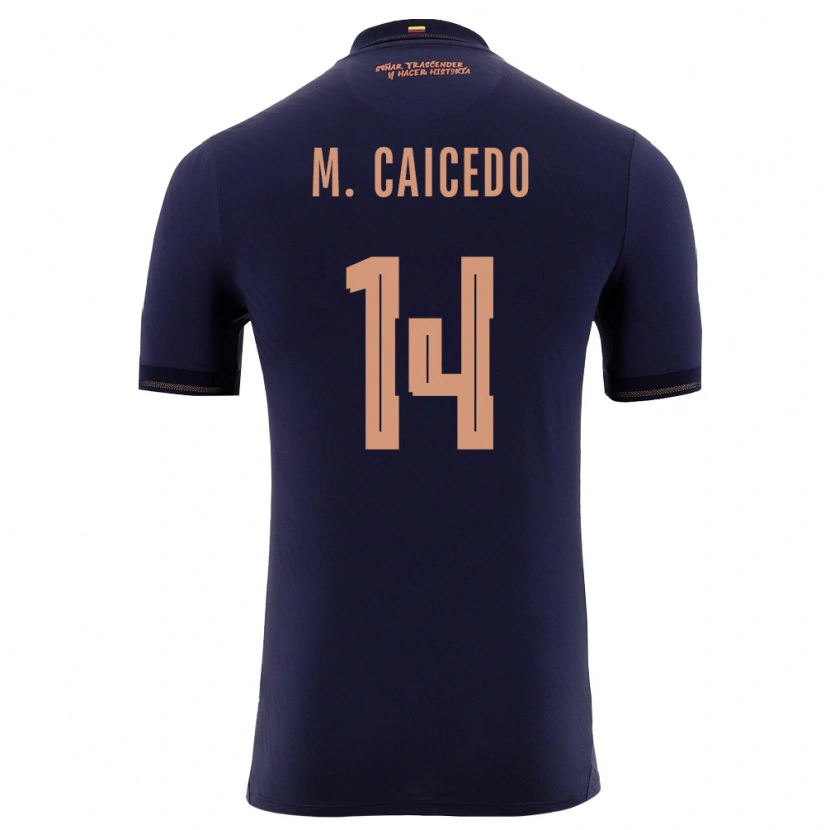 Danxen Pánské Ekvádor Maikel Caicedo #14 Námořnická Zlatá Daleko Hráčské Dresy 26-28 Dres