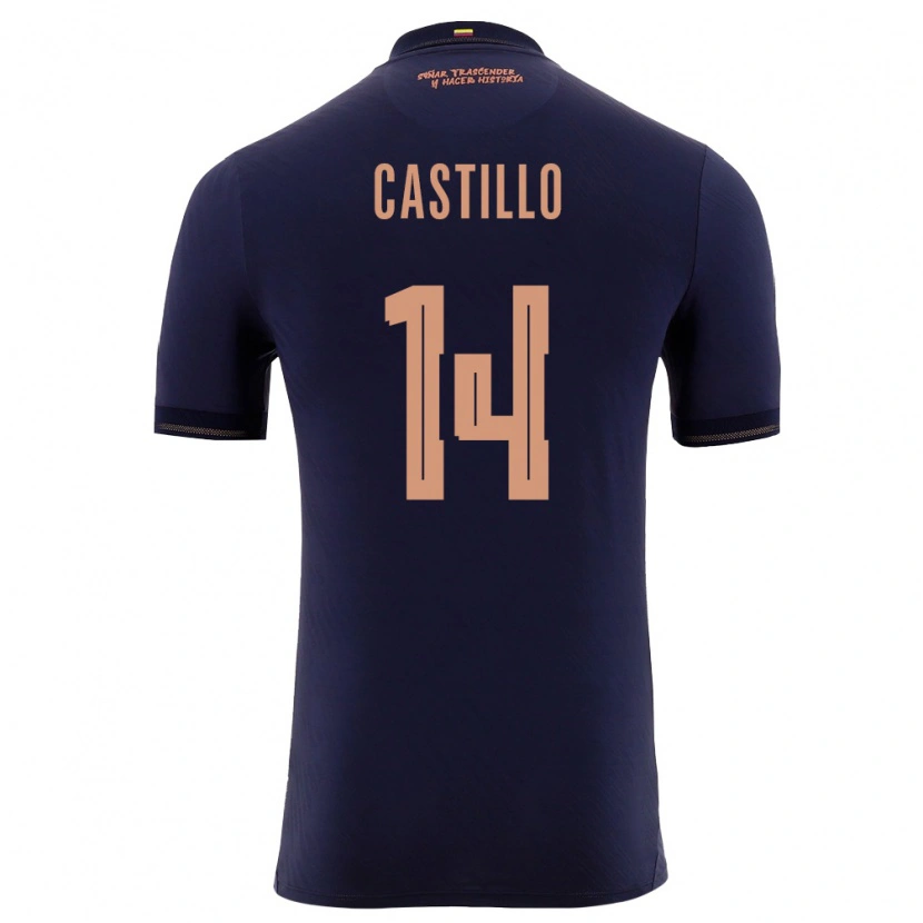 Danxen Pánské Ekvádor Darío Castillo #14 Námořnická Zlatá Daleko Hráčské Dresy 26-28 Dres